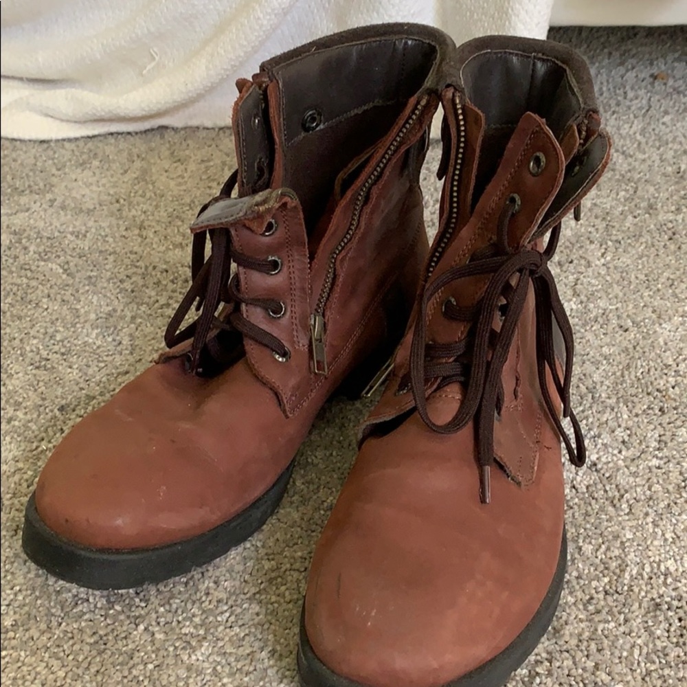 Faux leather ankle boots